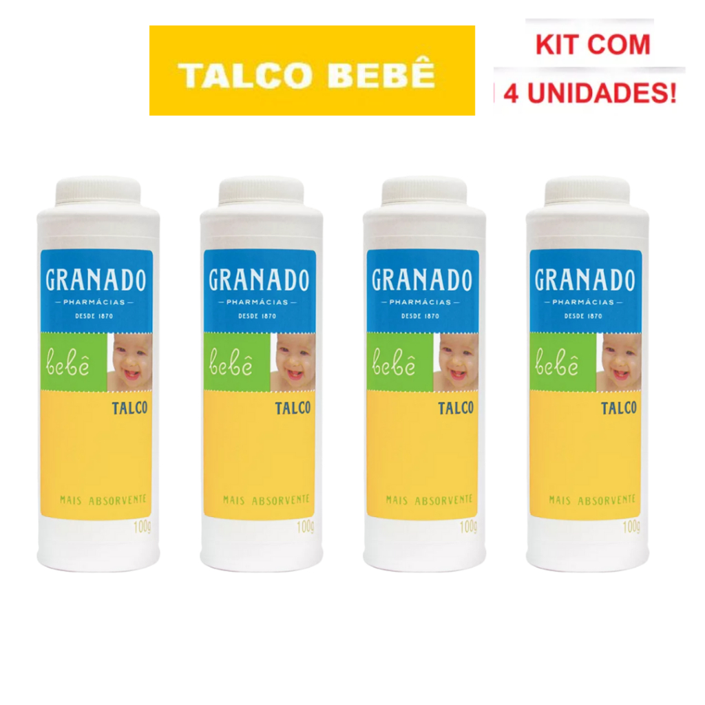 Kit 4 Talco Bebê Granado 100g cada | Shopee Brasil