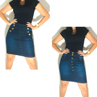 Kit com 10 Saias Jeans Lycra Evangélica Revenda Cintura Alta