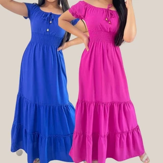 Kit 2 Vestido Infanto Juvenil Longo Ciganinha