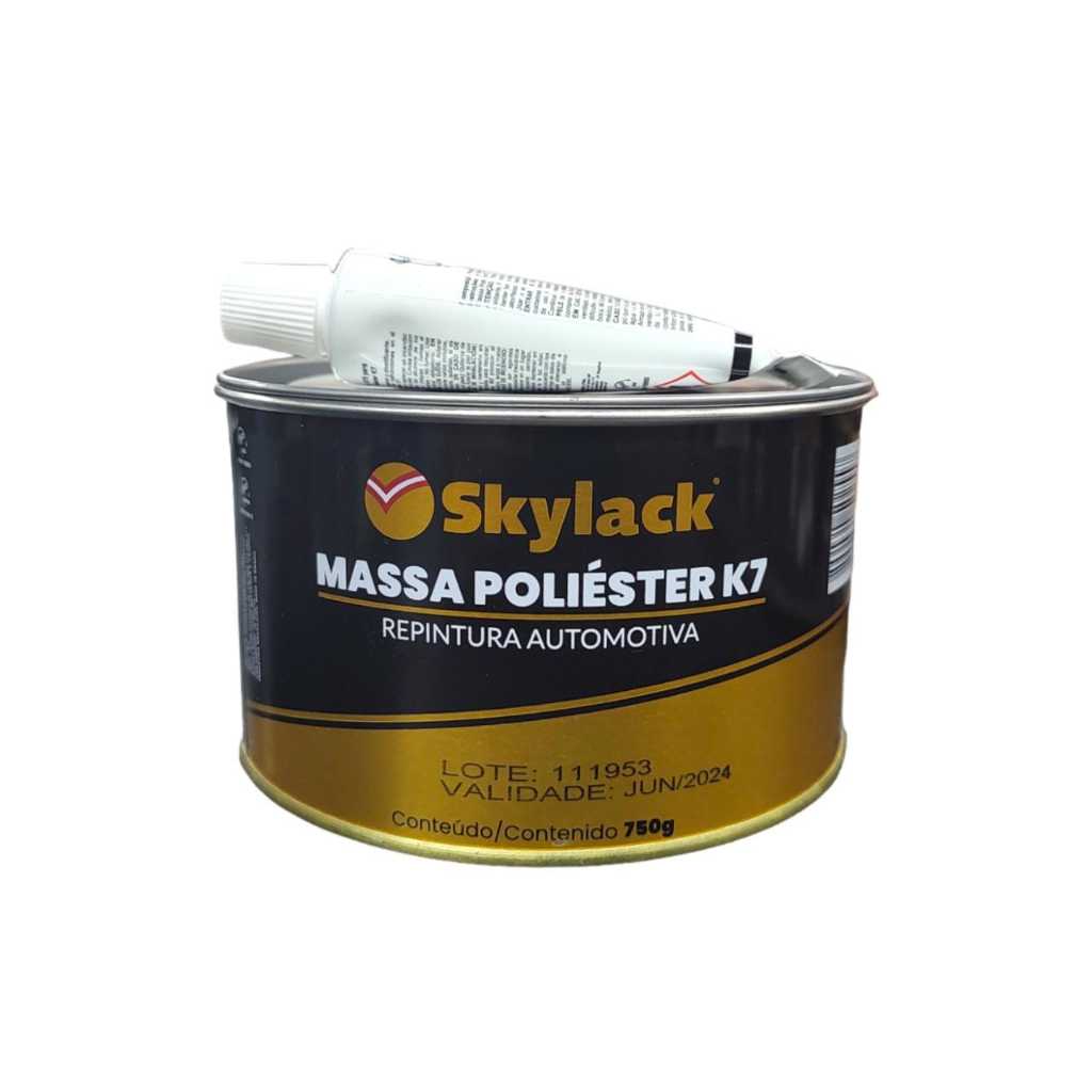 Massa Poliéster K7 750g Enchimento e Lixamento Macio C/ Catalizador SKYLACK