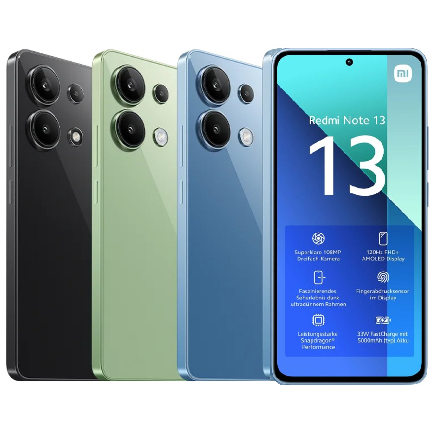 Smartphone Xiaomi Redmi Note 13 Global 256GB 8GB ou 128GB 6GB RAM Dual SIM Tela 6.67"