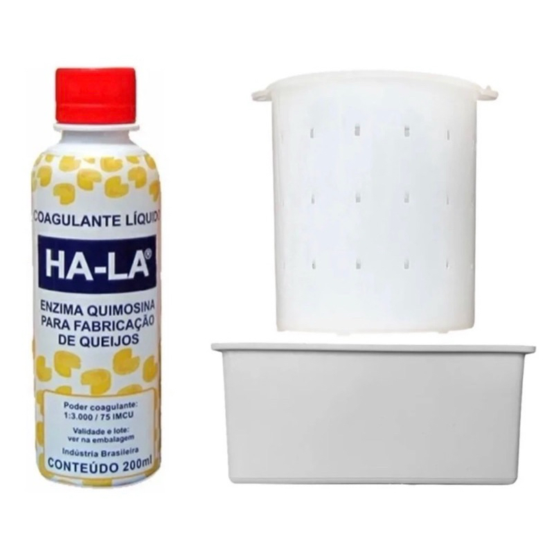 Coalho Líquido Ha-La Queijo + 1 Forma 1Kg Mussarela + 1 Forma 500G