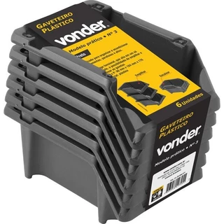 Gaveteiro Plástico Jogo Com 6 Peças Modelo Prático Organizador nº 3 Preto, VONDER