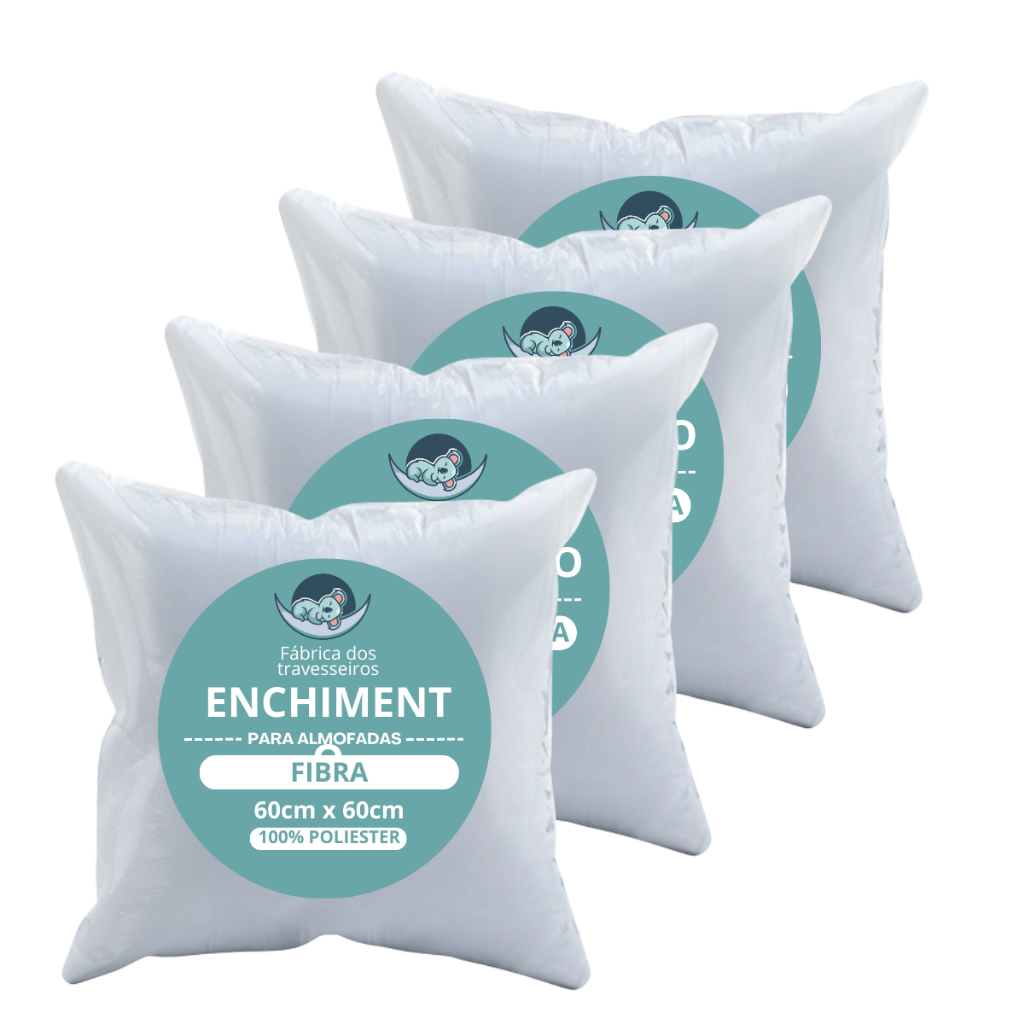 Kit 4 Refil Enchimento 60x60 Para Capa Almofada 55cm Macio