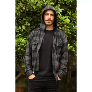 Camisa Flanela Xadrez Masculina Manga Longa Slim Lenhador Capuz