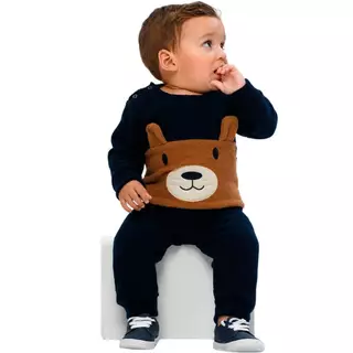 Roupa Bebê Menino Conjunto De Inverno Infantil Calça e Blusa Bouclé Quentinho para o Frio Peluciado