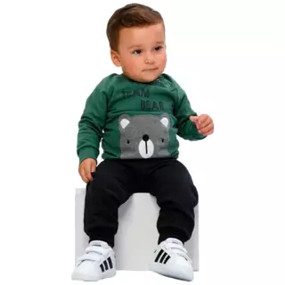 Roupa Bebê Menino Conjunto Moletom Infantil de Inverno Calça e Blusa Team Quentinho de Frio Peluciado