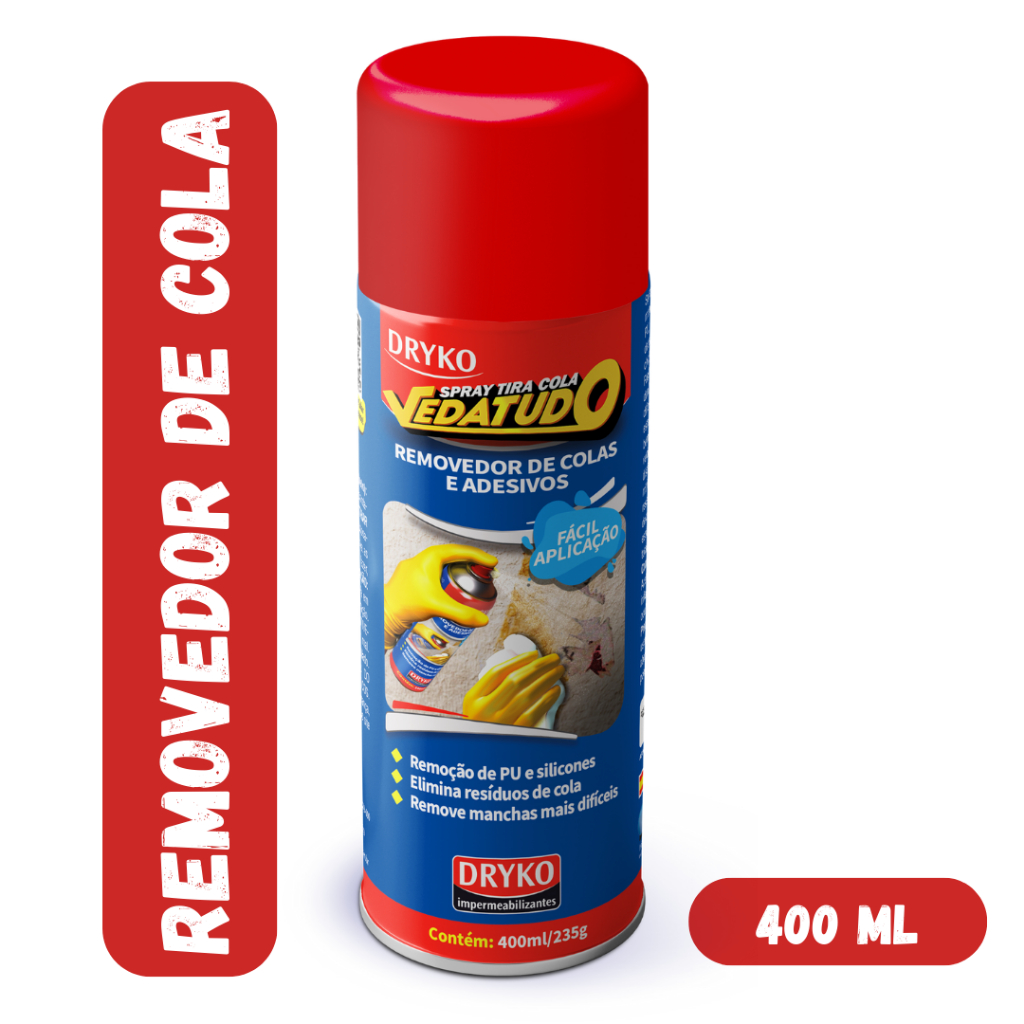 Spray removedor de colas, adesivos e pu transparente 100 ou 400ml