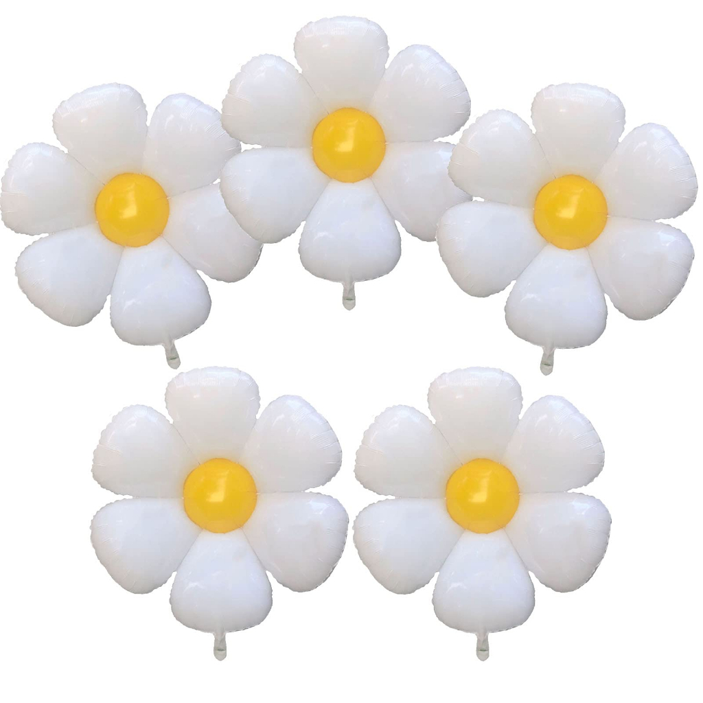 10 Balão Flor Margarida Branca 35cm Decoração Jardim