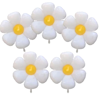10 Balão Flor Margarida Branca 35cm Decoração Jardim