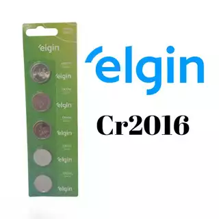 05 Baterias Pilha Tipo Moeda CR2016 3V ELGIN 1 Cartela