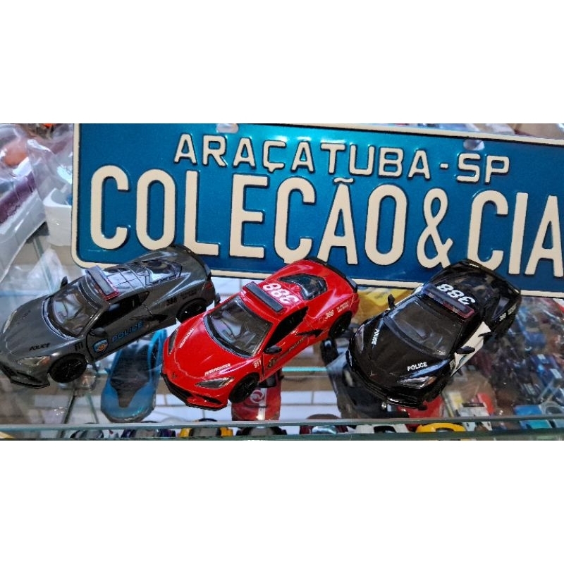 MINIATURA CARRO, PICAPE DE BOMBEIRO OU POLÍCIA KINSMART