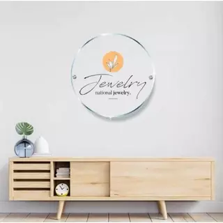 Placa de Acrílico para Fachada Personalizada Redonda seu Logo Loja Salão Comércio Manicure Empresa Escritório