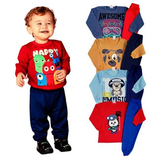 Kit 6 Peças Conjunto Moletom Infantil Menino 1 ao 16 Masculino Inverno Manga Longa