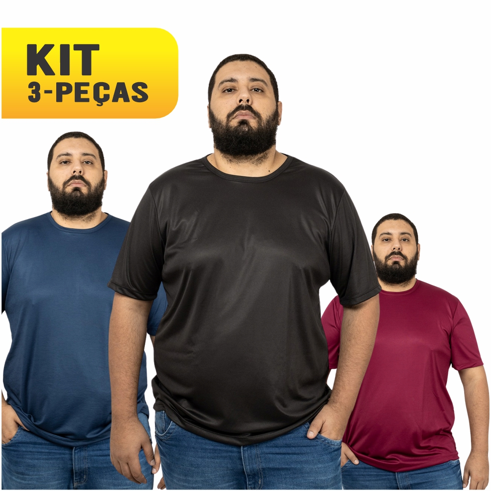 Kit 3 Camiseta Plus Size Dry Fit Masculina - Casual Treino Academia Esportes Exercícios Corrida - Envio Rápido