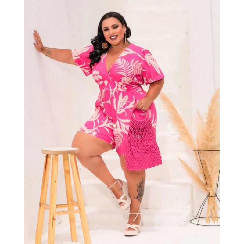Macaquinho feminino plus size G1-G2-G3 | Shopee Brasil