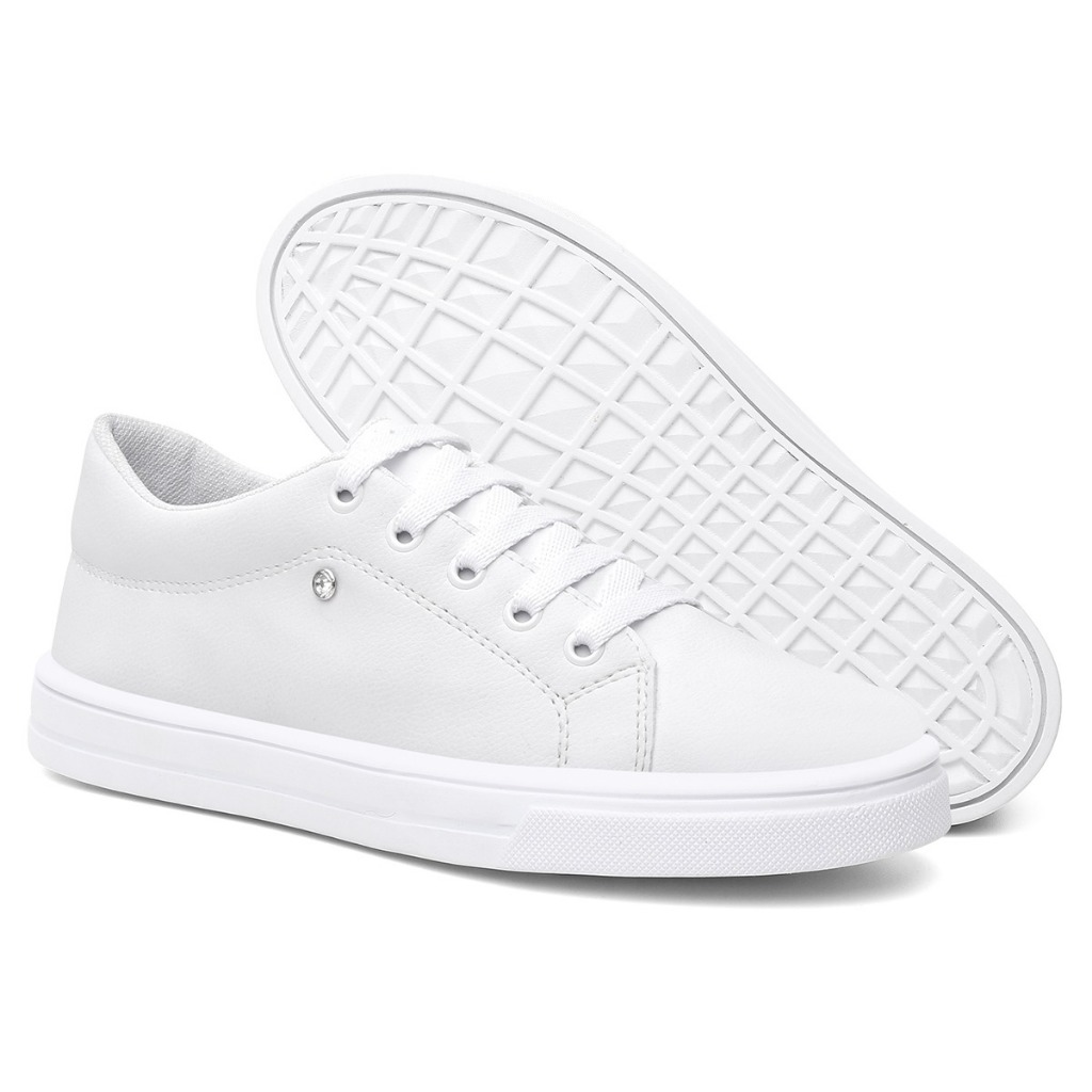 Tênis Feminino Casual Urbano Modinha Sapatenis Confortavel Blogueira Branco Medico