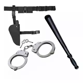 KIT Policial / Fantasia Policial / Coldre + Algema de Metal + Cassetete