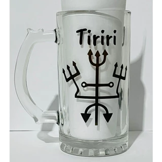 CANECA DE CHOPP CERVEJA E BEBIDAS EXÚ TIRIRI VIDRO 475ML UMBANDA KIMBANDA E CANDOMBLÉ