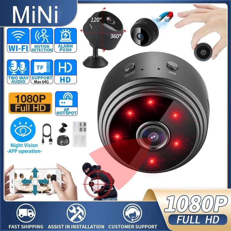 Câmera Mini Wi-fi Bluetooth inteligente C/ imã e suporte Cor BRANCA ...