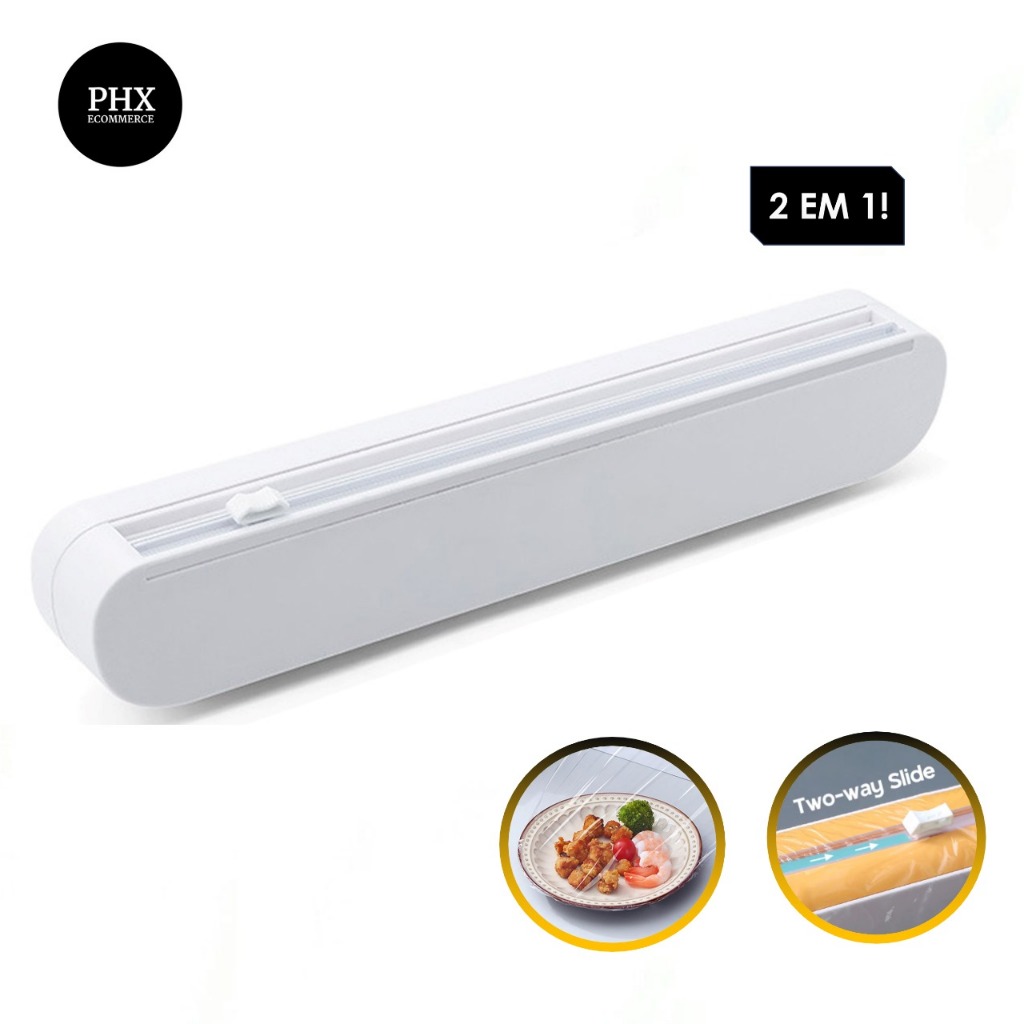 Cortador de Plástico Filme Alumínio PVC Suporte Ajustável Dispensor Manual Cozinha Alimentos em Gerais Fixador de Parede Envio Imediato