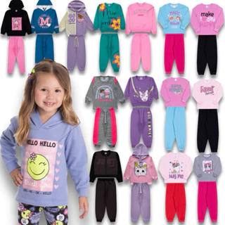 KIT 8 peças de moletom infantil Menina- 4 moletons + 4 calças.