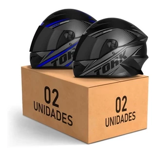 Kit 2 Capacete Masculino Feminino Esportivo Fechado Pro Tork R8 Integral Viseira Fumê Com Narigueira Conjunto Par Casal Homem Mulher