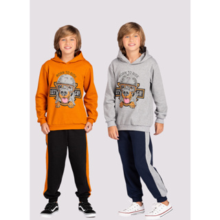 Conjunto Blusão E Calça Em Moletom Menino