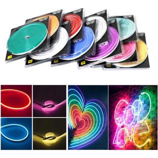 Fita De Led Neon ALTAMENTE Flexível Com 5 Metros 12V Resistente A Água Mangueira Colorida Silicone Brilho de Luz Impermeável Decoração Iluminação Noturna