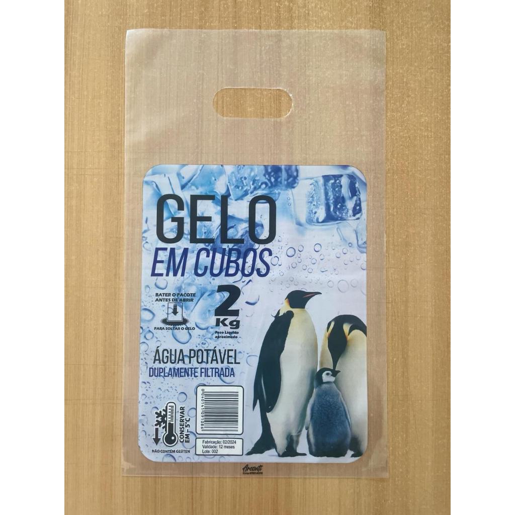 Saco Para Gelo em Cubo Universal 2KG c/Alça 500unid