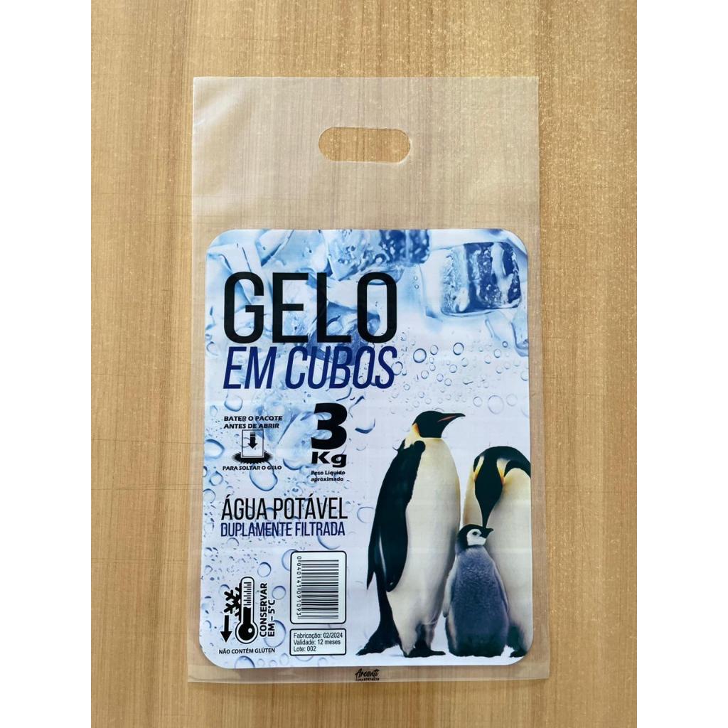 Saco Para Gelo em Cubo Universal 3KG c/Alça 500unid
