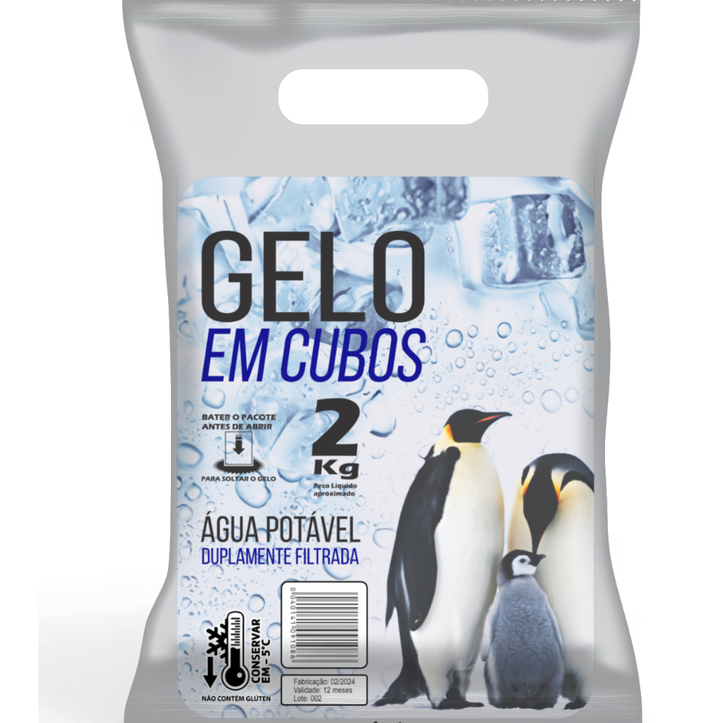 Saco Para Gelo em Cubo Universal 2KG c/Alça 1000unid