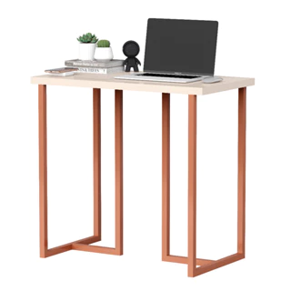 Mesa De Estudo Pequena Escrivaninha Para Computdor Notebook Mali 76cm - Off/Cobre