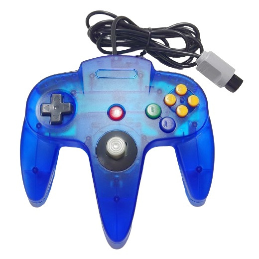 Controle Compatível Com Nintendo 64 N64 Azul Transparente Joystick Novo