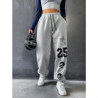 Wjustforu Joggers de pintura alta para mulheres Calças de meletom