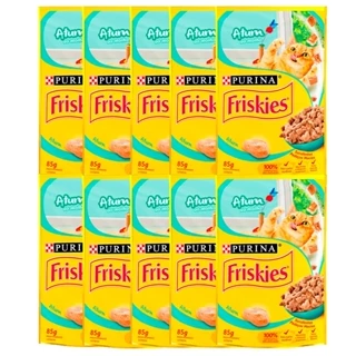 Kit com 10 Ração Úmida Sachê Friskies Gatos Adultos Atum Ao Molho 85g