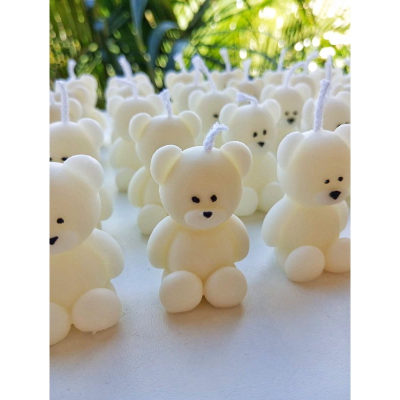 10 Mini velas em formato de ursinho com essência de algodão