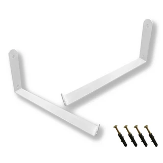 2 x Kit Suporte Cantoneira Mão Francesa para Prateleira de 25cm Mod. U Invertido - Com Parafusos e Buchas - 10kg por PÇ