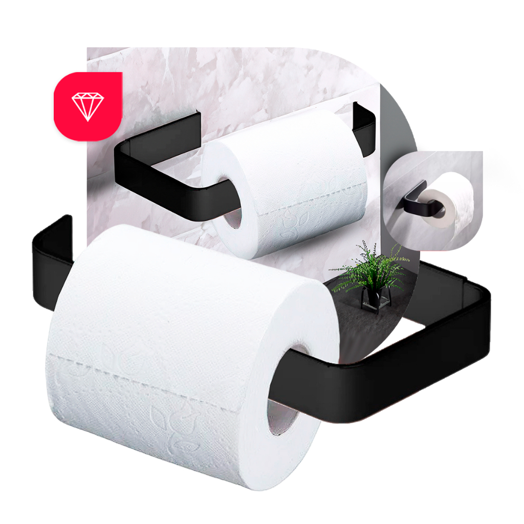 Suporte Para Papel Higiênico De Banheiro Porta Papel Higiênico Preto Resistente