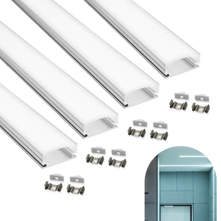 Kit 4 Metros Perfil Alumínio Sobrepor P/ Fita Led Slim