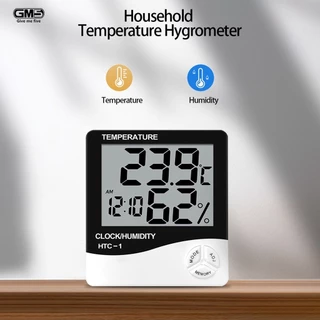 LCD Digital Medidor de Temperatura e Umidade Higrômetro Interior e Exterior Estação Meteorológica com Relógio HTC-1