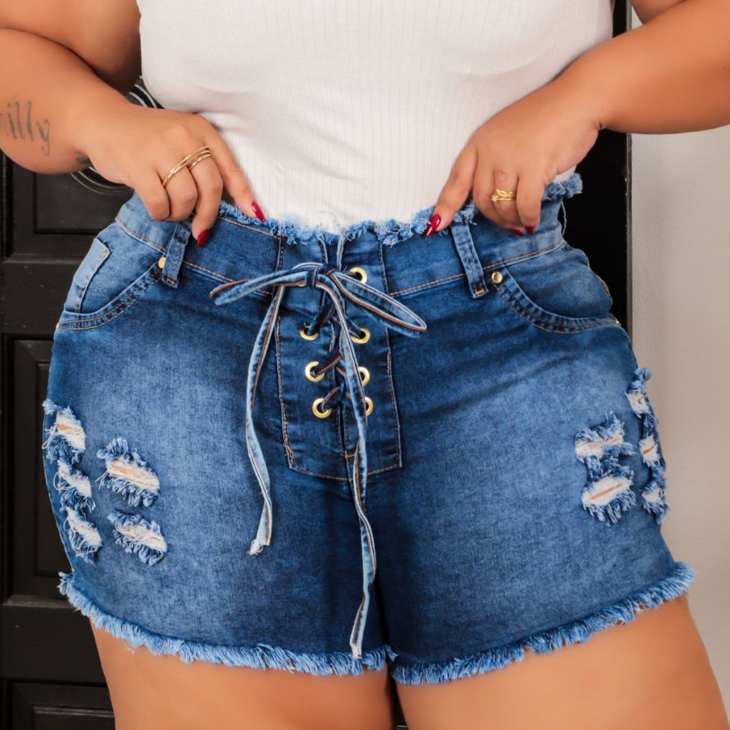 Roupas Femininas Shorts Jeans Plus Size Com Lycra