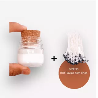 100 Potes P/ Vela Aromáticas com Tampa Rolha Charmoso + 100 Pavios com ilhós