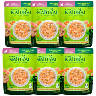 Kit com 6 Ração Úmida Gatos Adultos Guabi Natural Frango Cereais 85g