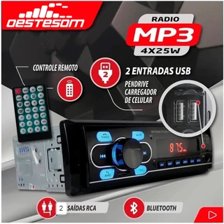 Radio Para Carro Automotivo Bluetooth Usb Mp3 Universal 1din