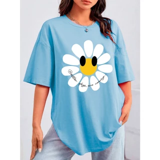 T Shirt Aesthetic Azul Bebê Moderna Dia Noite Barata Personalizada Flor Oversized Estampa Better Da