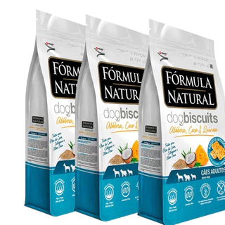 Kit com 3 Biscoitos Fórmula Natural Dog Biscuits Para Cães De Adultos De Médio E Grande Porte Sabor Abóbora 250g