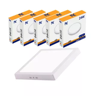 Kit 5 Luminária Plafon 24w Sobrepor Led Any Branco Frio Neutro Quente 6500k 4000k 3000k Econ