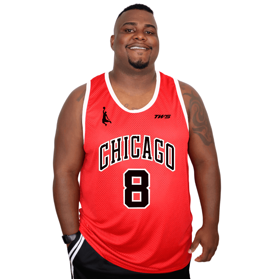 Regata Plus Size Masculina Dry-Fit Basquete Chicago Bull Tamanho Extra Grande Homem Obeso Esportes