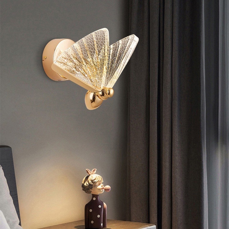 Luminaria Arandela Borboleta Led 23cm lampada de parede p/ cabeceira quarto corredor